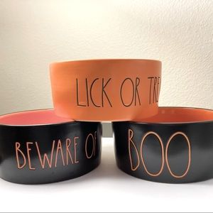 Rae Dunn Halloween Dog Food 3 Bowl Combo